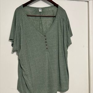 Old Navy XXL Sage Green Short-Sleeved Henley